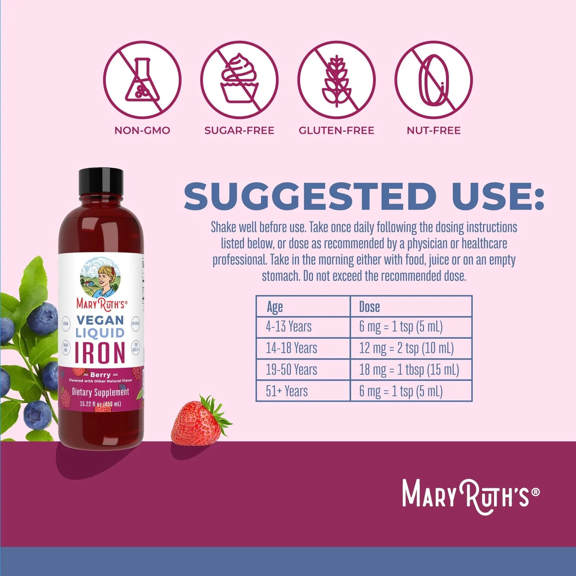 MaryRuth's Multivitamin Gummies for Women (Cherry & Raspberry) & Iron Liquid Supplement (Berry) | Clean Label Project Verified MARYRUTH'S buy supplements canada