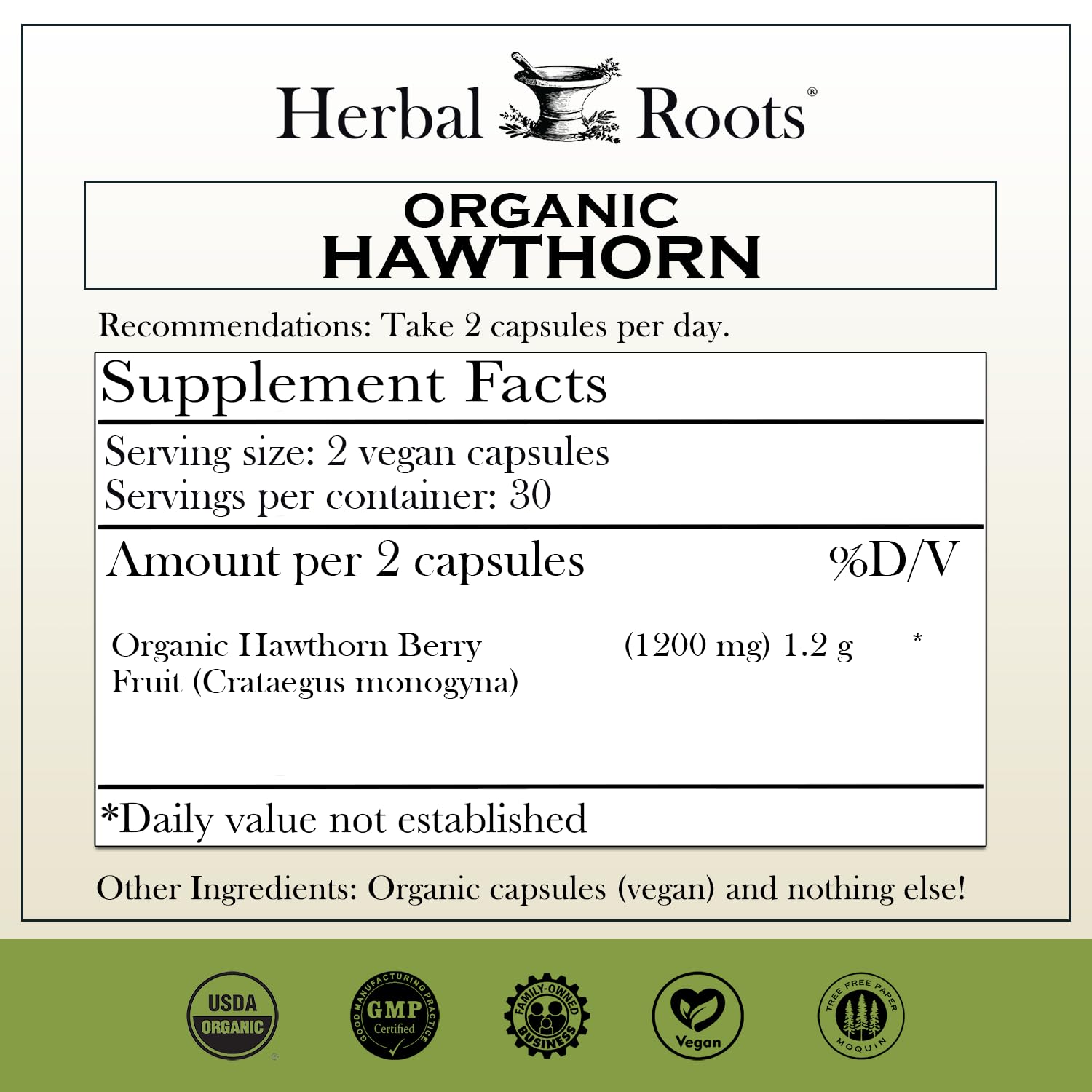 Herbal Roots Organic Hawthorn Berry Capsules | Extra Strength 1,200mg per Serving Herbal Roots buy supplements canada