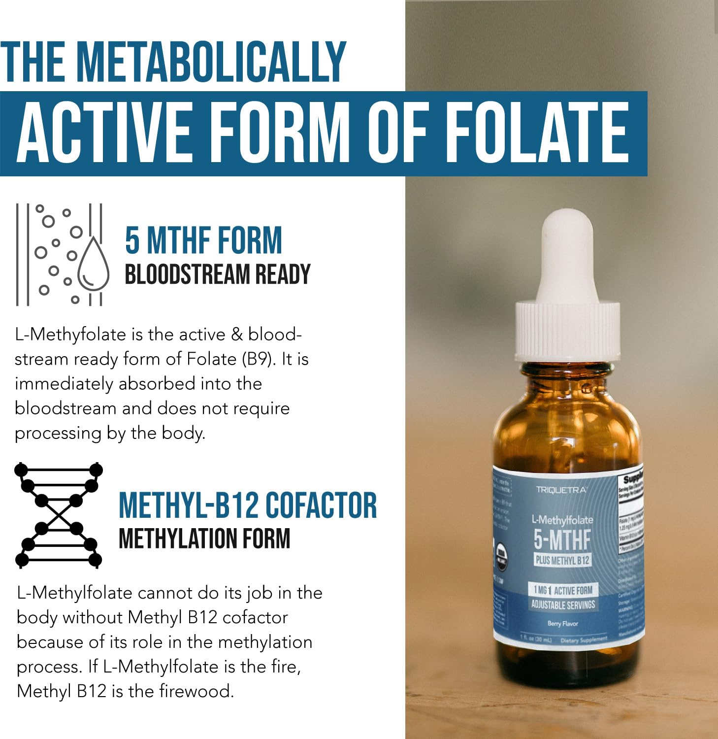 Organic Methyl Folate 1000 mcg + Methyl B12 Cofactor (300 Servings) – Metabolically Active 5-MTHF Form, Organic Berry Flavor Triquetra Health buy supplements canada