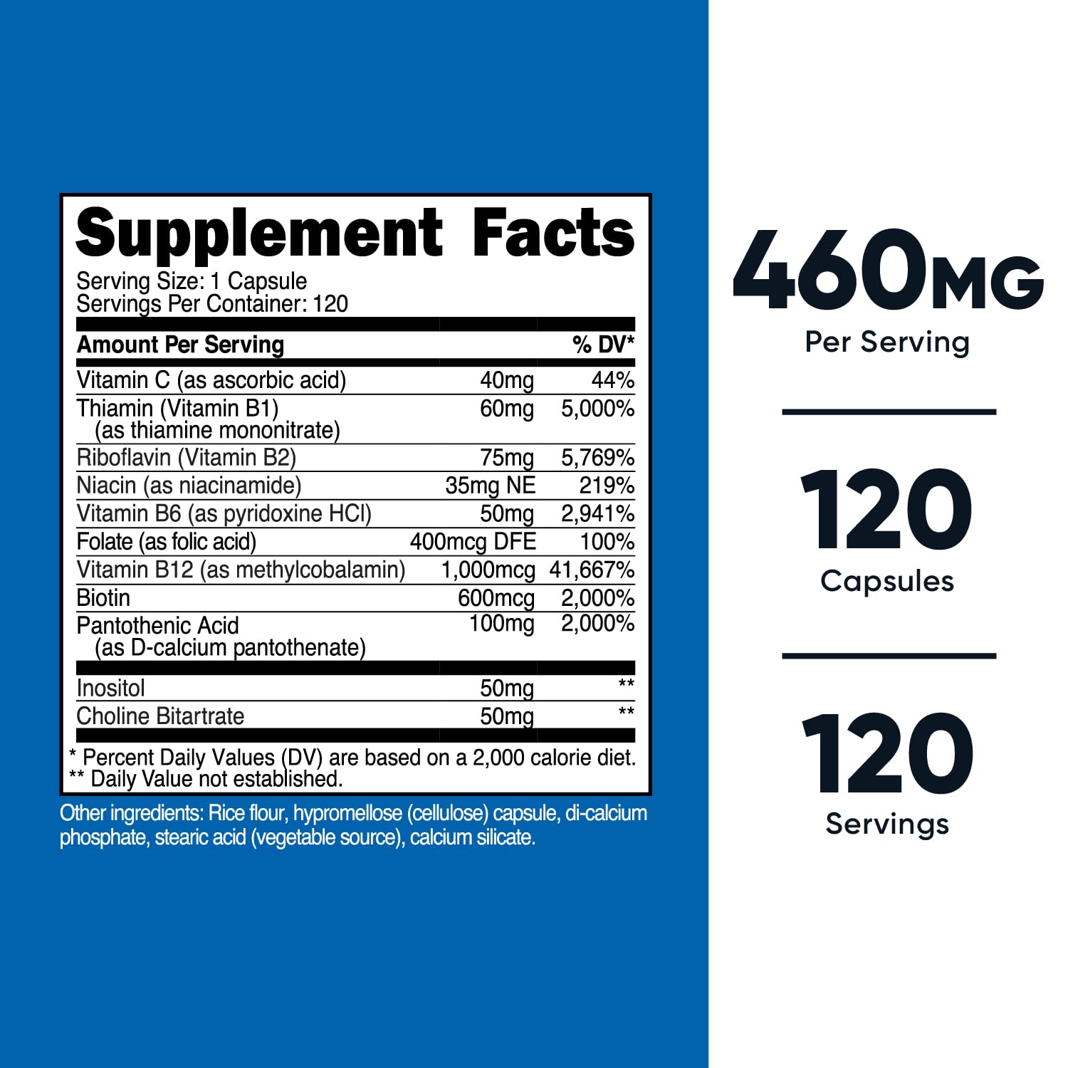 Nutricost High Potency Vitamin B Complex 460mg, 120 Capsules - with Vitamin C - Energy Nutricost buy supplements canada