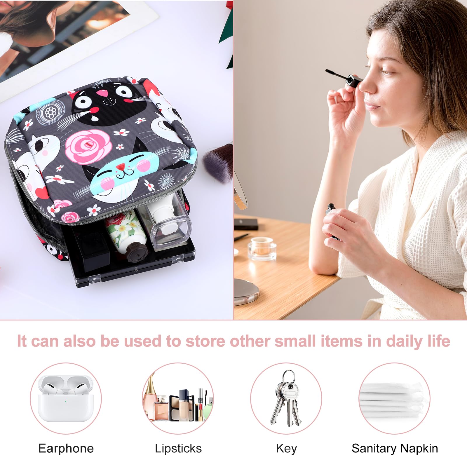 Abeillo 2Pcs Period Bag with Heart Carbiner, Sanitary Pad Storage Bag Samll Period Pouch Abeillo buy supplements canada