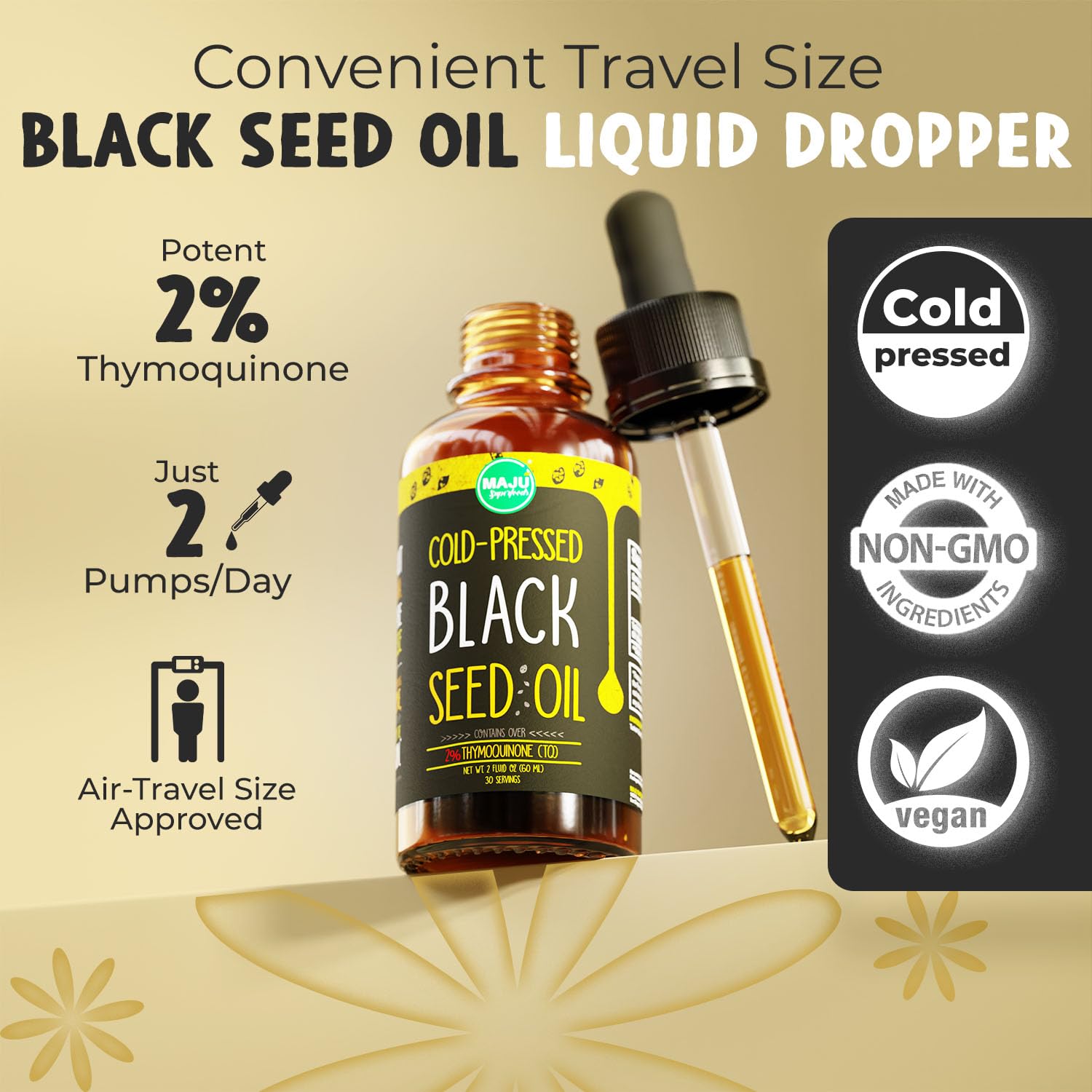 MAJU Black Seed Oil - 3 Times TQ, Cold-Pressed, Travel Size, 100% Turkish Black Cumin Maju Superfoods buy supplements canada