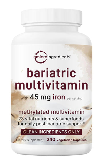 Micro Ingredients Methylated Bariatric Multivitamin with 45mg Iron, 240 Veggie Capsules | 23-in-1 Essential Vitamins with D3, K2, Zinc & More | Micro Ingredients buy supplements canada