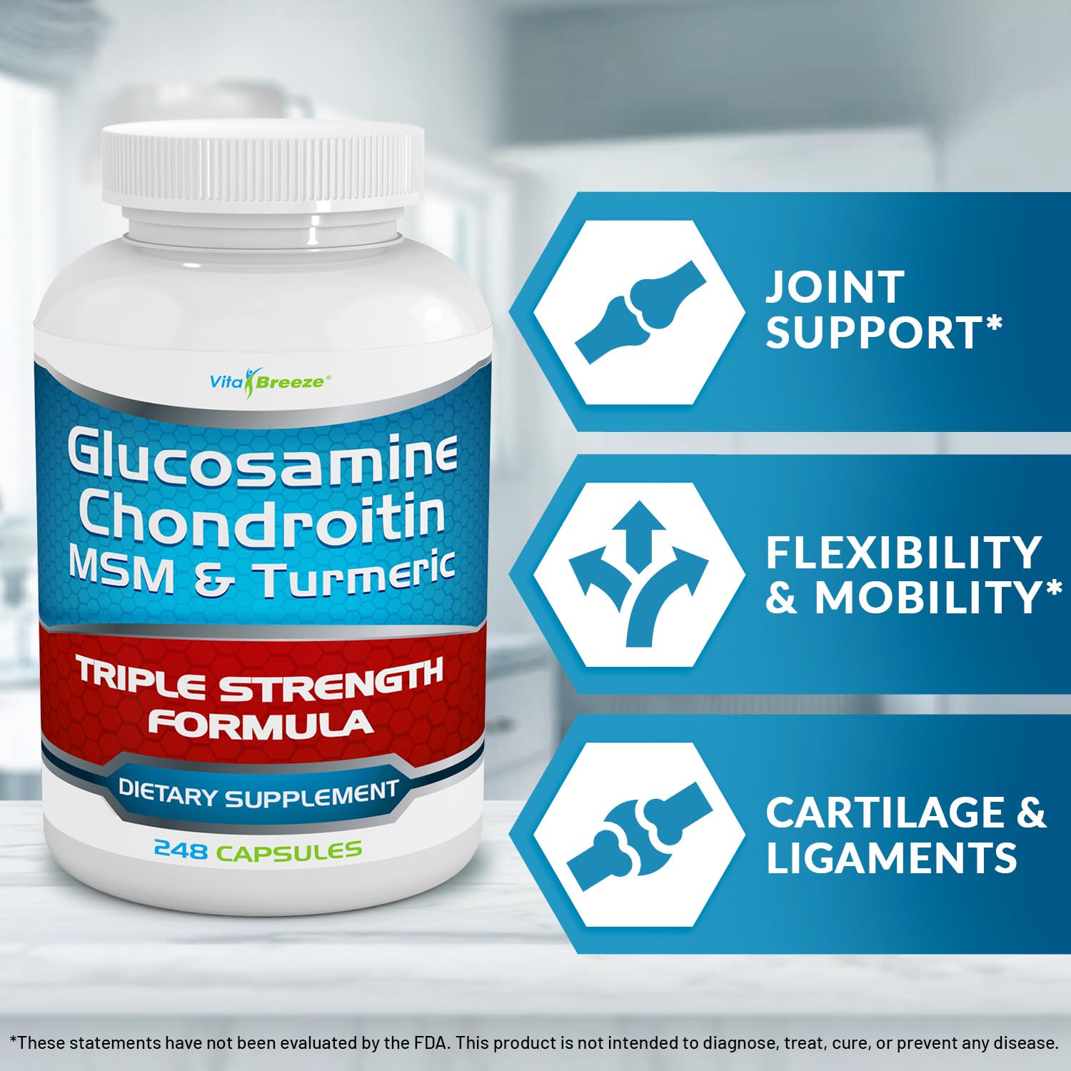 VitaBreeze Glucosamine Chondroitin, MSM & Turmeric Dietary Supplement - 248 Capsules VitaBreeze buy supplements canada