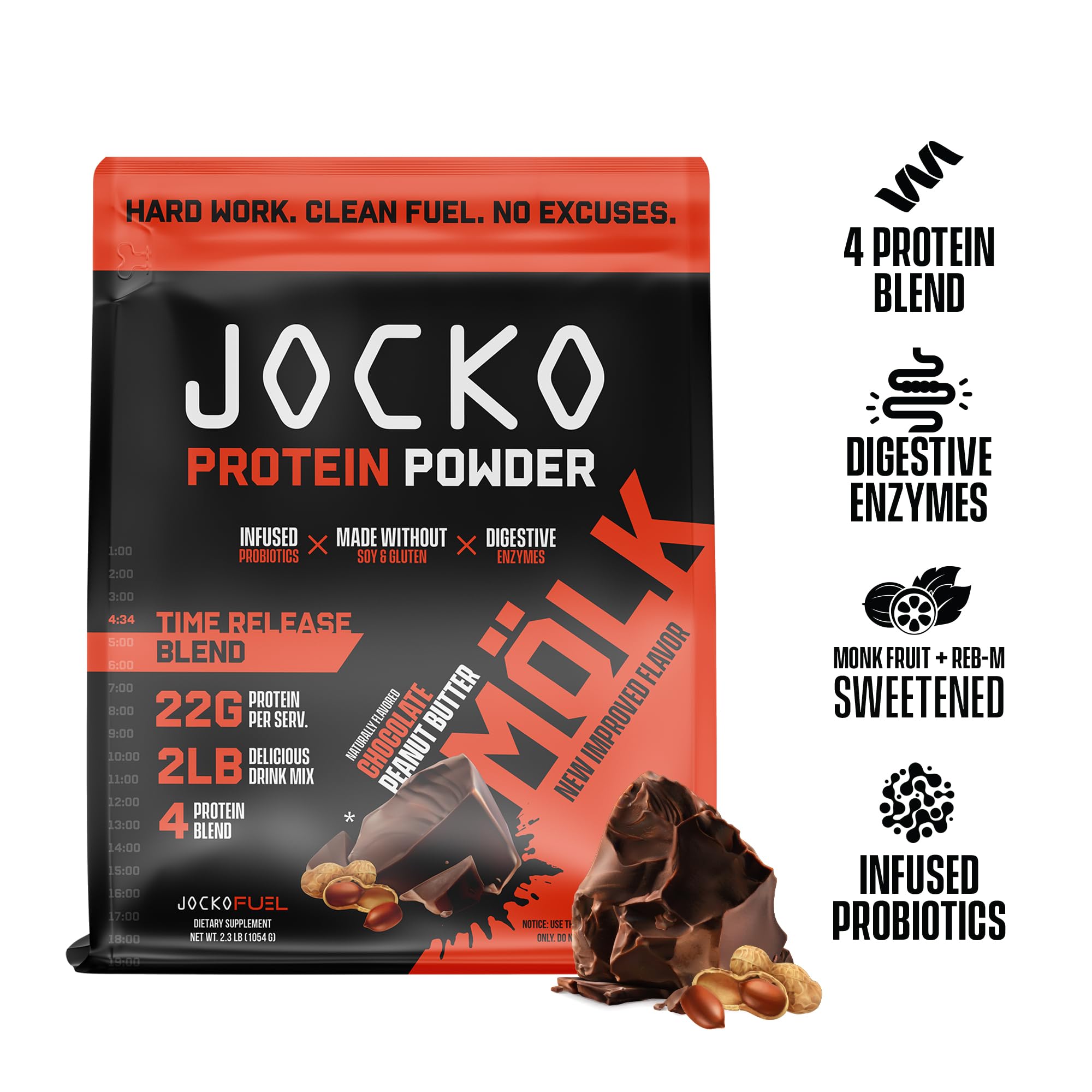 Jocko Mölk Chocolate Peanut Butter Whey Protein Powder - Keto, Probiotics, Grass Fed Jocko Fuel buy supplements canada