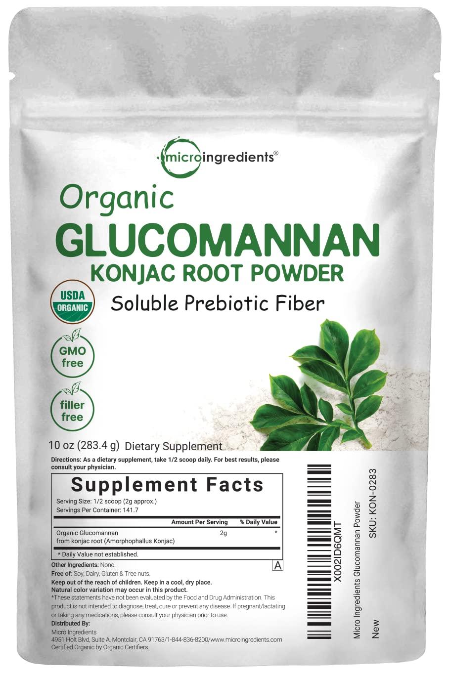 Organic Glucomannan Konjac Root Powder (Konjac Gel Powder), 10 Ounce, Soluble Fiber & Prebiotics Micro Ingredients buy supplements canada