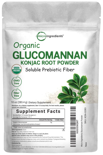 Organic Glucomannan Konjac Root Powder (Konjac Gel Powder), 10 Ounce, Soluble Fiber & Prebiotics Micro Ingredients buy supplements canada