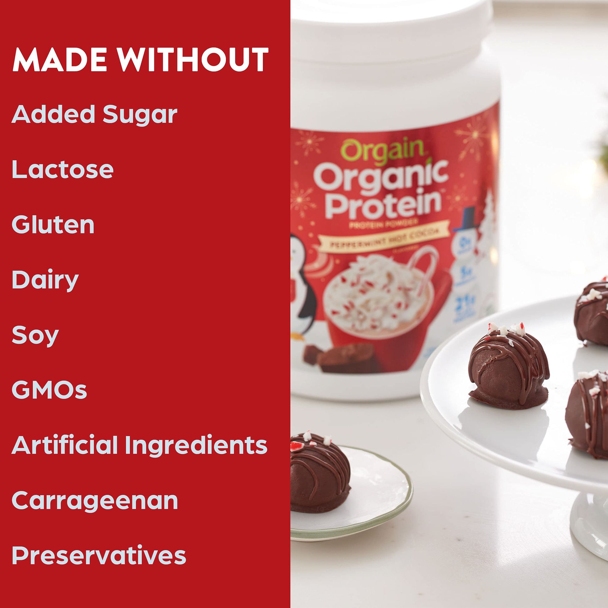 Orgain Organic Vegan Protein Powder, Peppermint Hot Cocoa Seasonal Holiday Flavor Orgain buy supplements canada