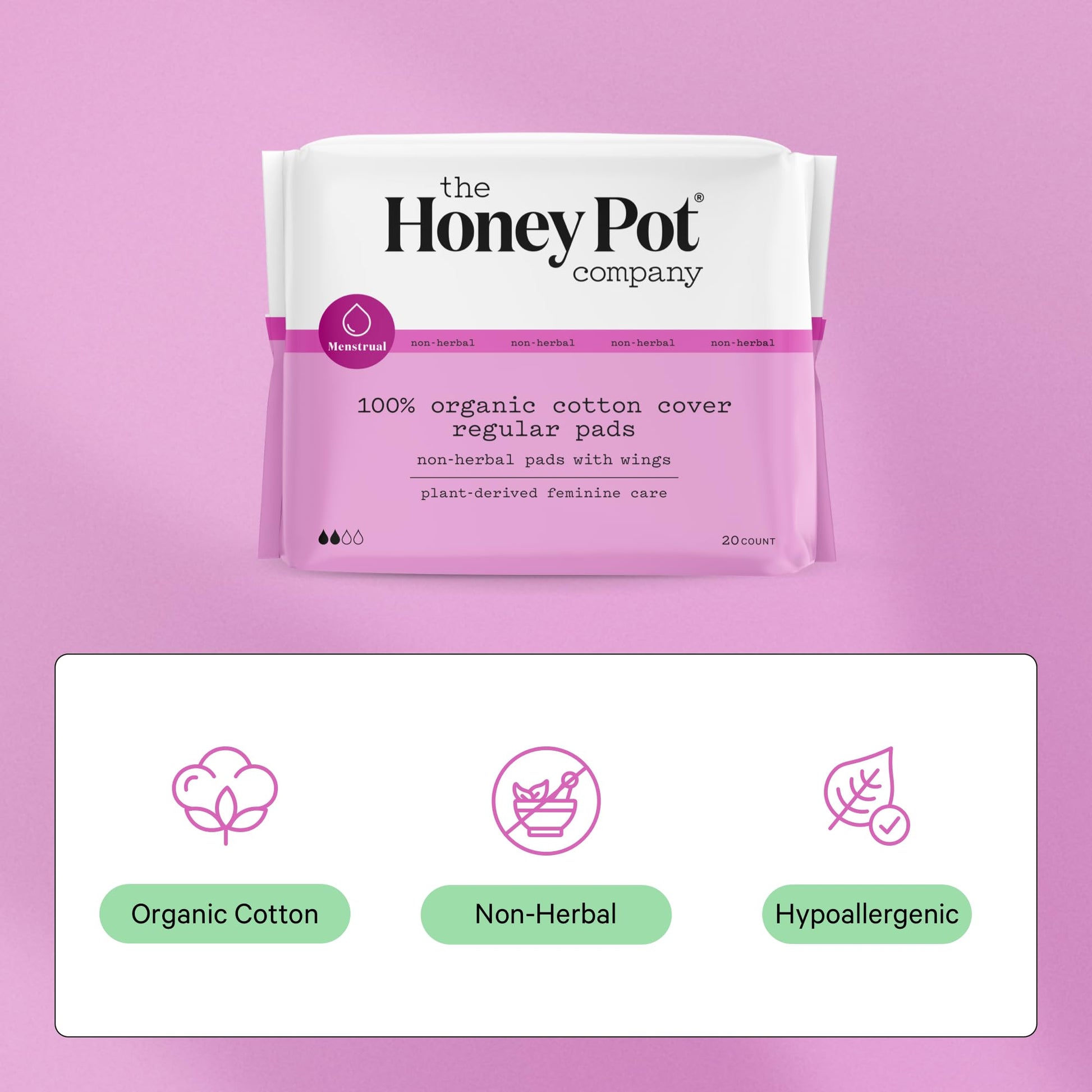 The Honey Pot Company - Non-Herbal Regular Flow Pads with Wings - Organic Pads for Women The Honey Pot Company buy supplements canada