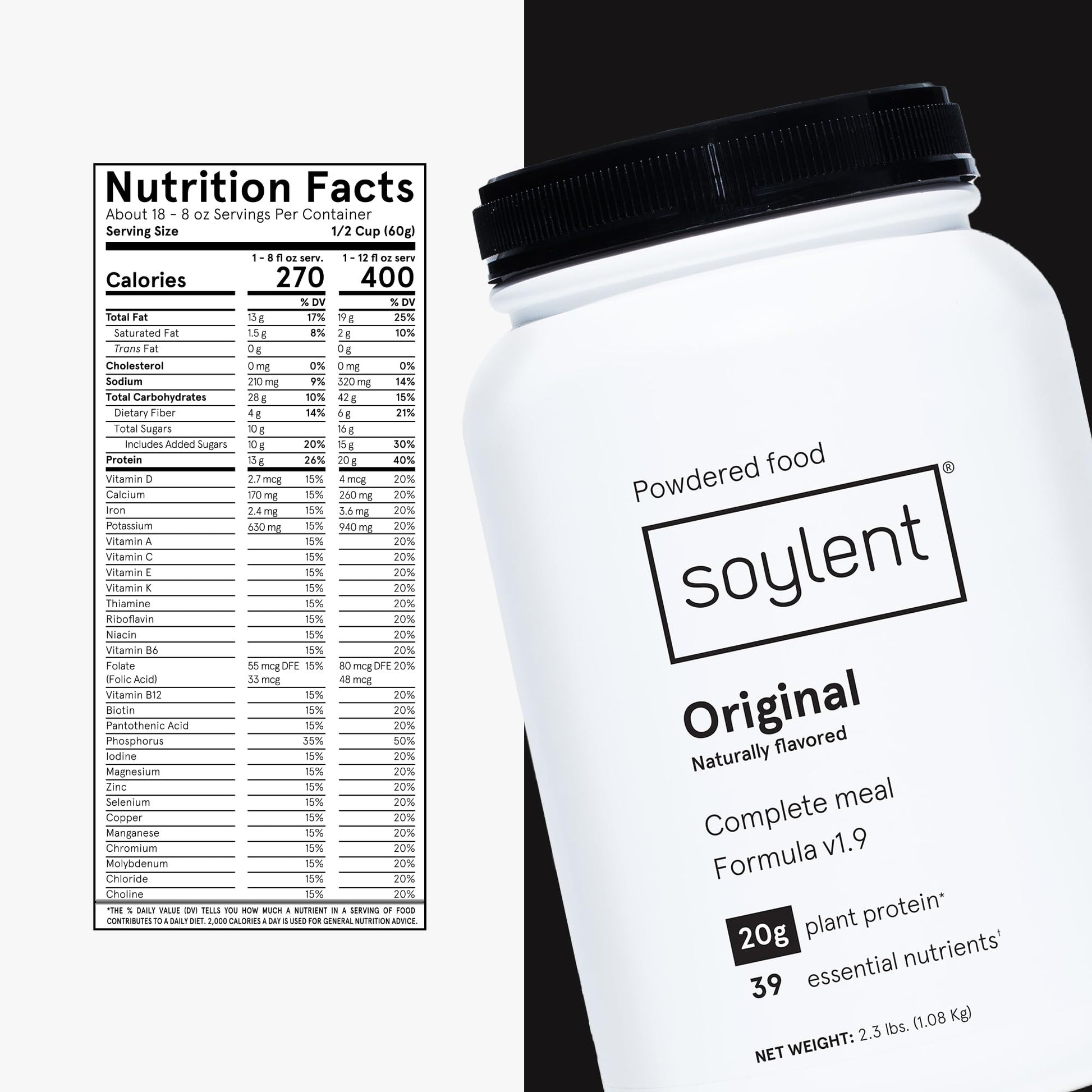 Soylent Complete Nutrition Gluten-Free Vegan Protein Meal Replacement Powder, Original, 36.8 Oz Soylent buy supplements canada