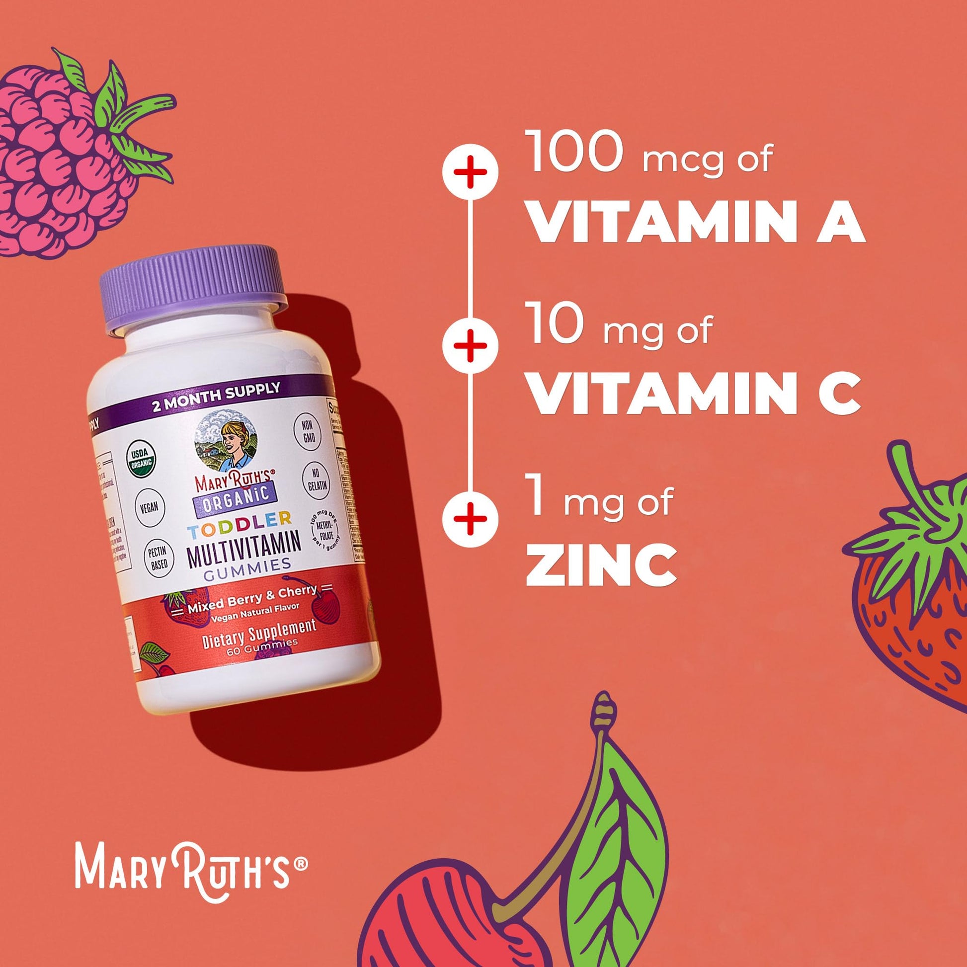 MARYRUTH'S Organic Toddler Multivitamin Gummies | Ages 4+ | Vitamin A, C, D, E, B6, B12, Biotin, Iodine, Zinc | Immunity | Bone & Teeth Health MARYRUTH'S buy supplements canada