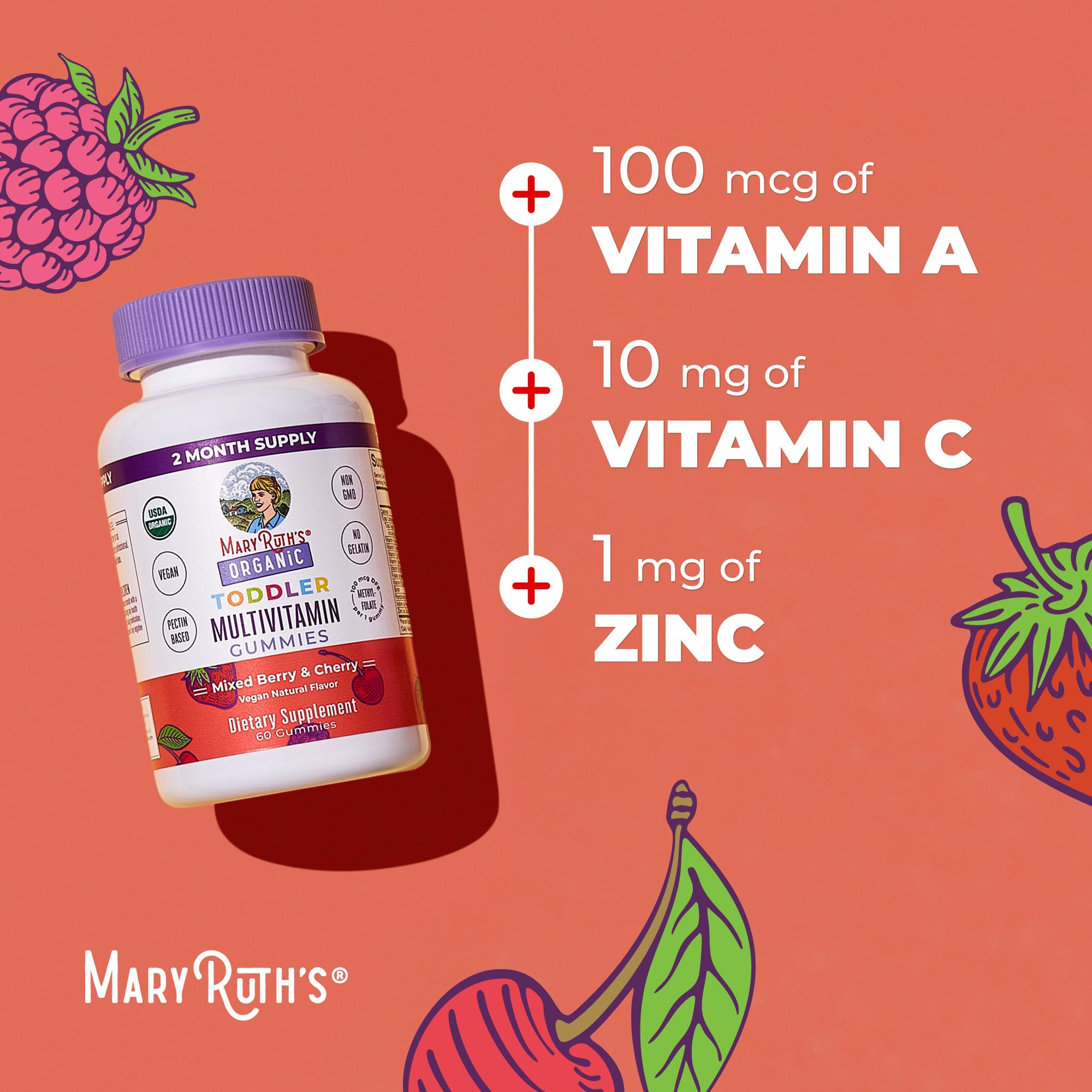 MARYRUTH'S Organic Toddler Multivitamin Gummies | Ages 4+ | Vitamin A, C, D, E, B6, B12, Biotin, Iodine, Zinc | Immunity | Bone & Teeth Health MARYRUTH'S buy supplements canada