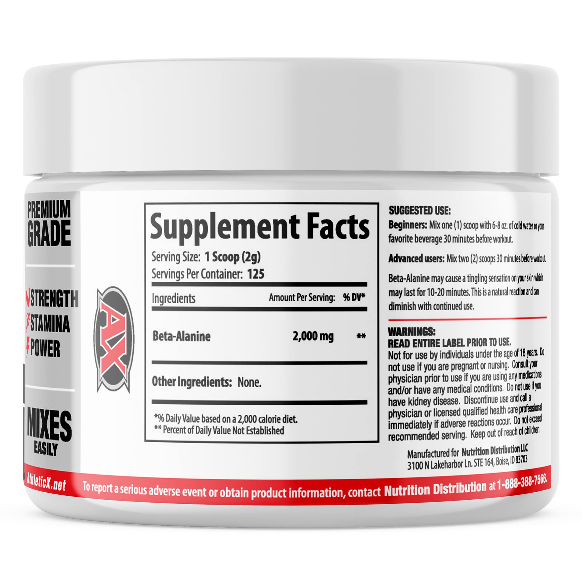 AX Pure Beta Alanine Powder 250 Grams Athletic Xtreme buy supplements canada