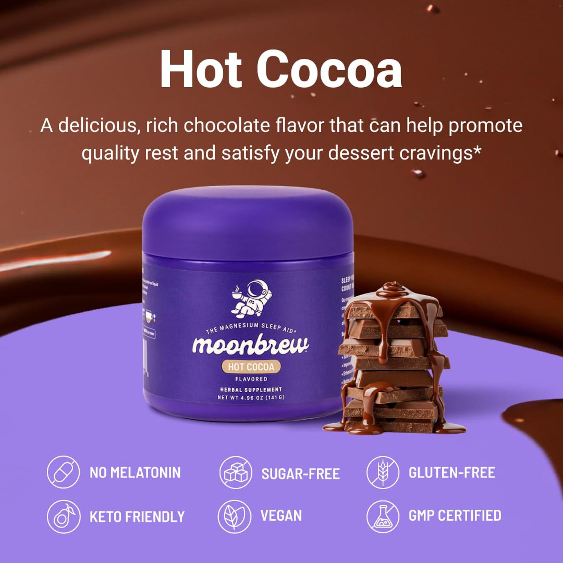 MoonBrew Nighttime Magnesium Hot Cocoa Jar, Natural Sleep Aid Drink Mix for Adults - Calming Melatonin-Free Sleep Support - Sleepy Hot Chocolate Powder with L-Theanine, MoonBrew buy supplements canada