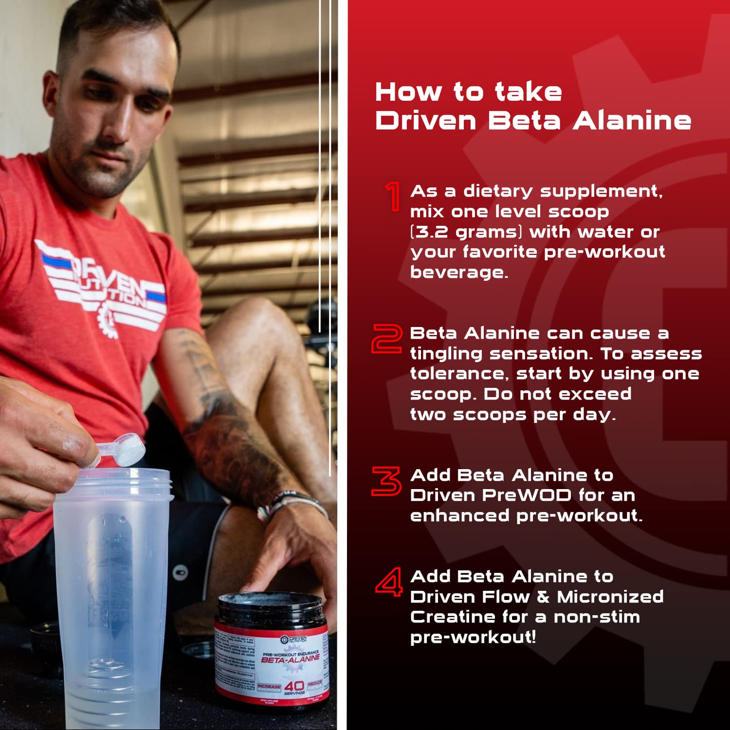 Driven Nutrition Beta Alanine, Unflavored - Preworkout Carnosine Booster for Physical Driven Nutrition buy supplements canada