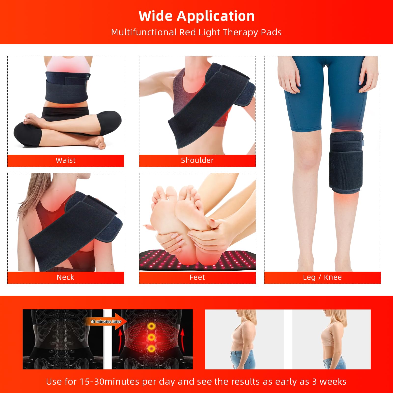 Red Light Therapy Infrared Light Therapy Heating Wrap Belt for Body Back Knee Shoulder Waist Muscle Pain AKYSUN buy supplements canada