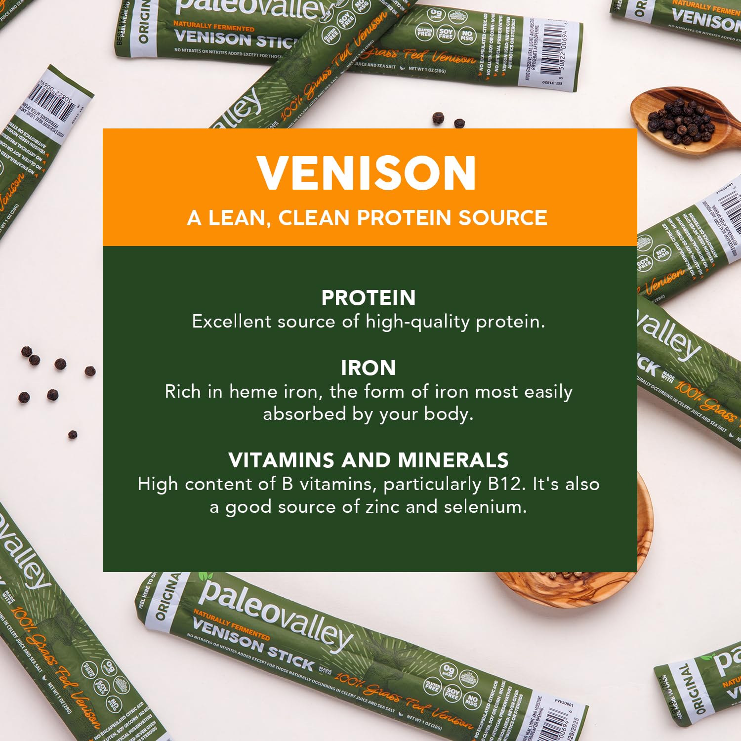 Paleovalley 100% Grass Fed Venison Sticks – 10 Pack – Keto-Friendly, High Protein, Low-Calorie Snack – Omega-3 Rich, Gluten-Free, Nitrate-Free, Naturally Flavored – Healthy On-the-Go Meat Snack Paleovalley buy supplements canada