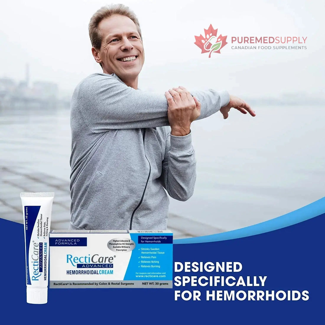 Recticare Advanced Hemorrhoidal Cream: Advanced Treatment to Shrink & Soothe Hemorrhoids - Itch, Pain, Burn Relief - 30g Hemorrhoidal Cream with Lidocaine Recticare buy supplements canada
