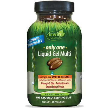 Irwin Naturals Only One Liquid-Gel Multi with Iron - 60 Liquid Softgels - Daily Essential Vitamins, Minerals, Antioxidants, Omega-3s & Green Super Foods Irwin Naturals buy supplements canada