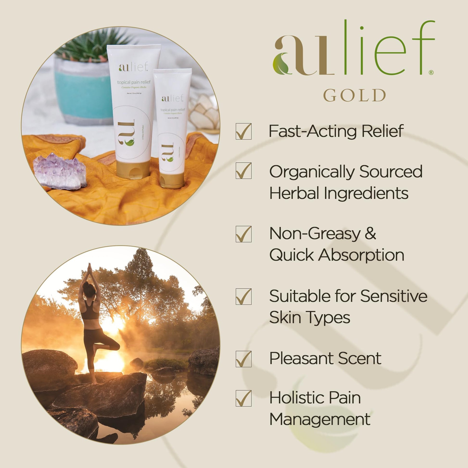Aulief Gold Natural Pain Relief Cream – Organic Herbal Lotion for Arthritis, Joint Pain & Sore Muscles, Neck, Knee & Back Aches, Premium Organic Natural Pain Reliever, 3.2 Oz Tube Aulief buy supplements canada