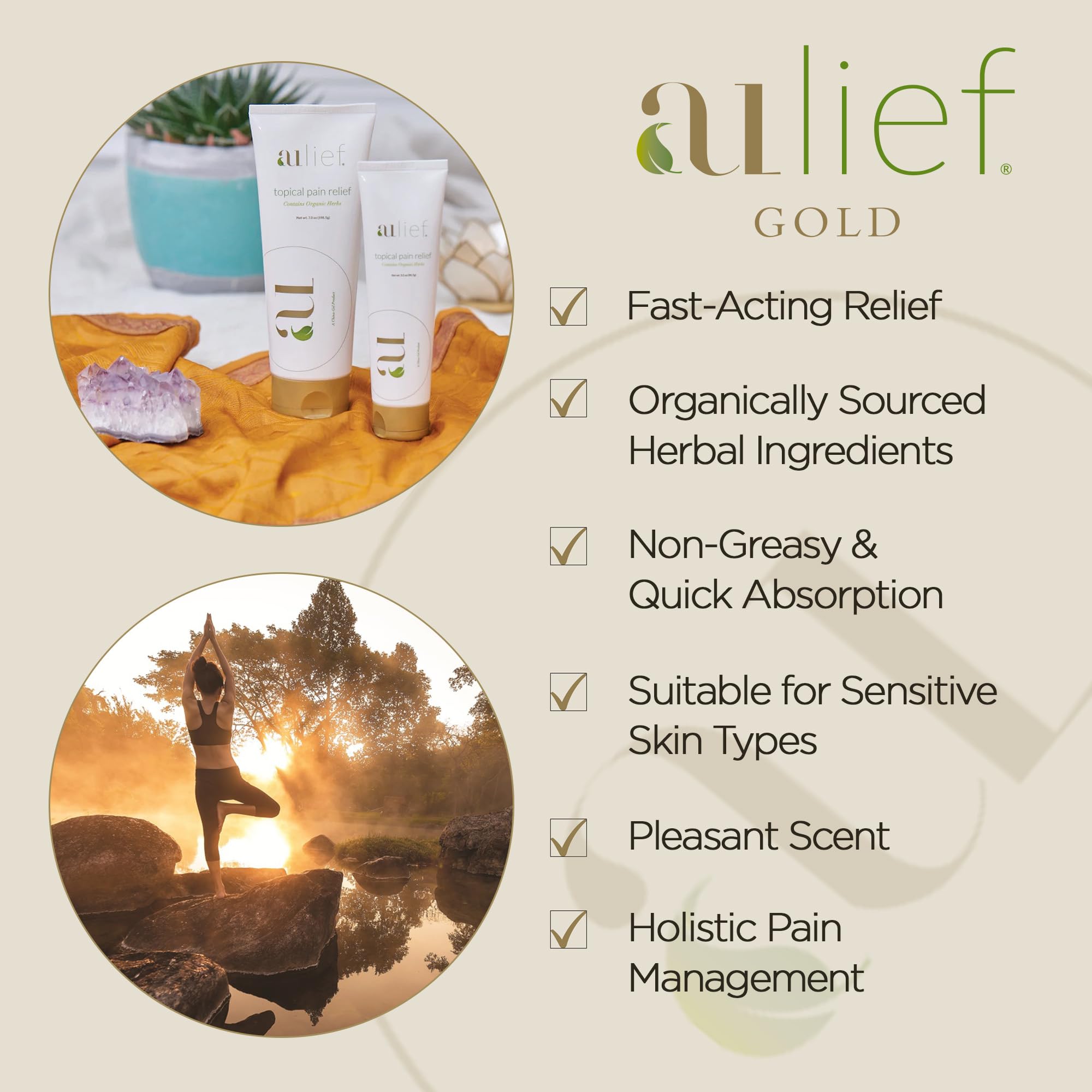 Aulief Gold Natural Pain Relief Cream – Organic Herbal Lotion for Arthritis, Joint Pain & Sore Muscles, Neck, Knee & Back Aches, Premium Organic Natural Pain Reliever, 3.2 Oz Tube Aulief buy supplements canada