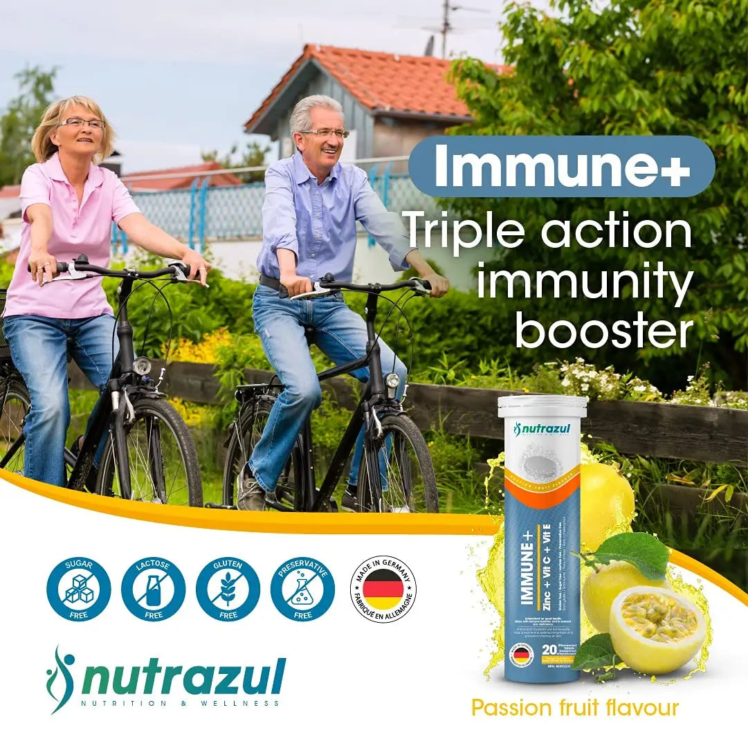 nutrazul Immune+ Effervescent Tablets | Vitamin C and Zinc with Vitamin E | 20 Tablets | Immune Support for Adults & Kids nutrazul buy supplements canada