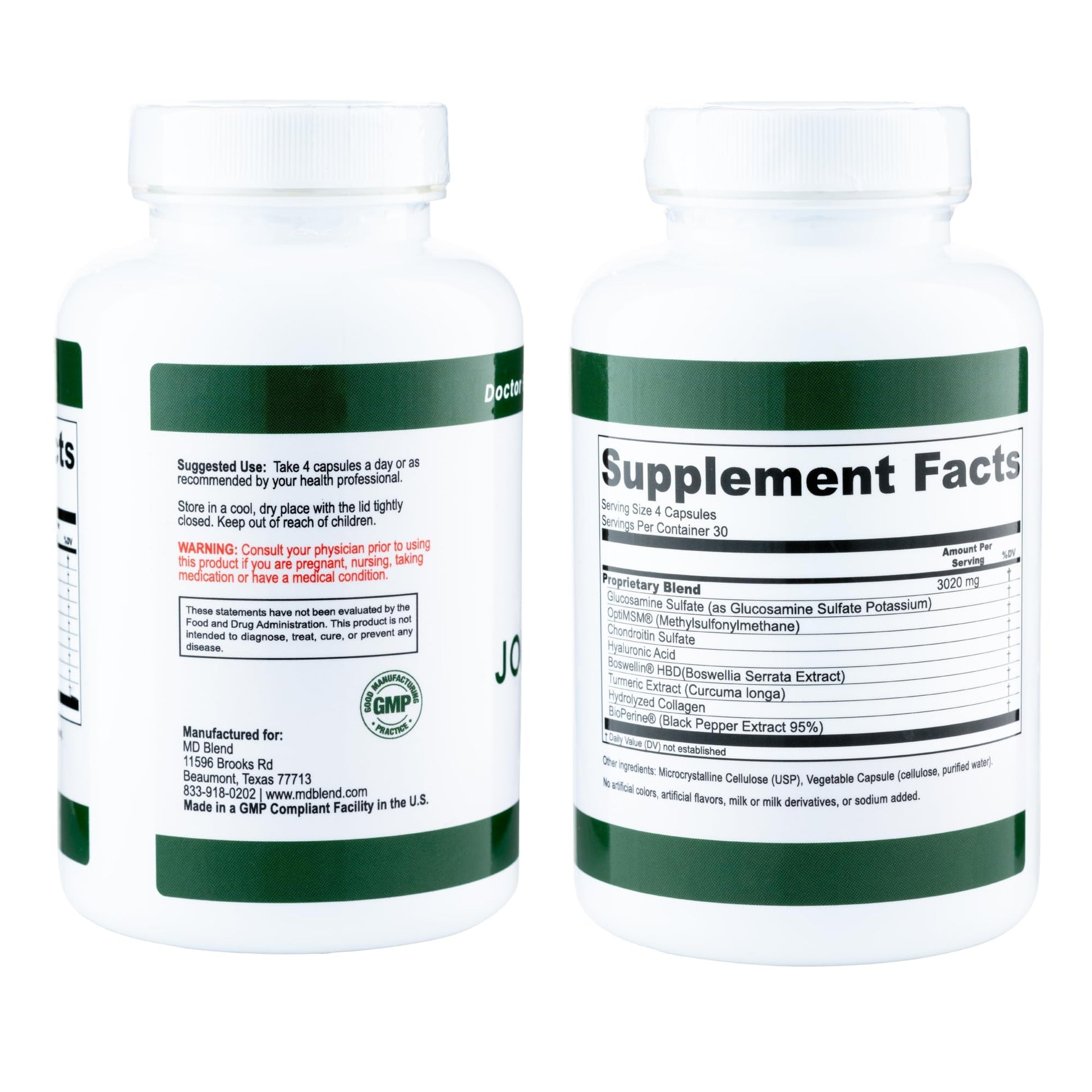 M.D. Blend Wellness Bundle with joint health supplement (120 capsules) & lightweight face hydrating hyaluronic acid serum (30 ml) featuring an airless pump, daily wellness skincare + joint support duo M.D. Blend buy supplements canada