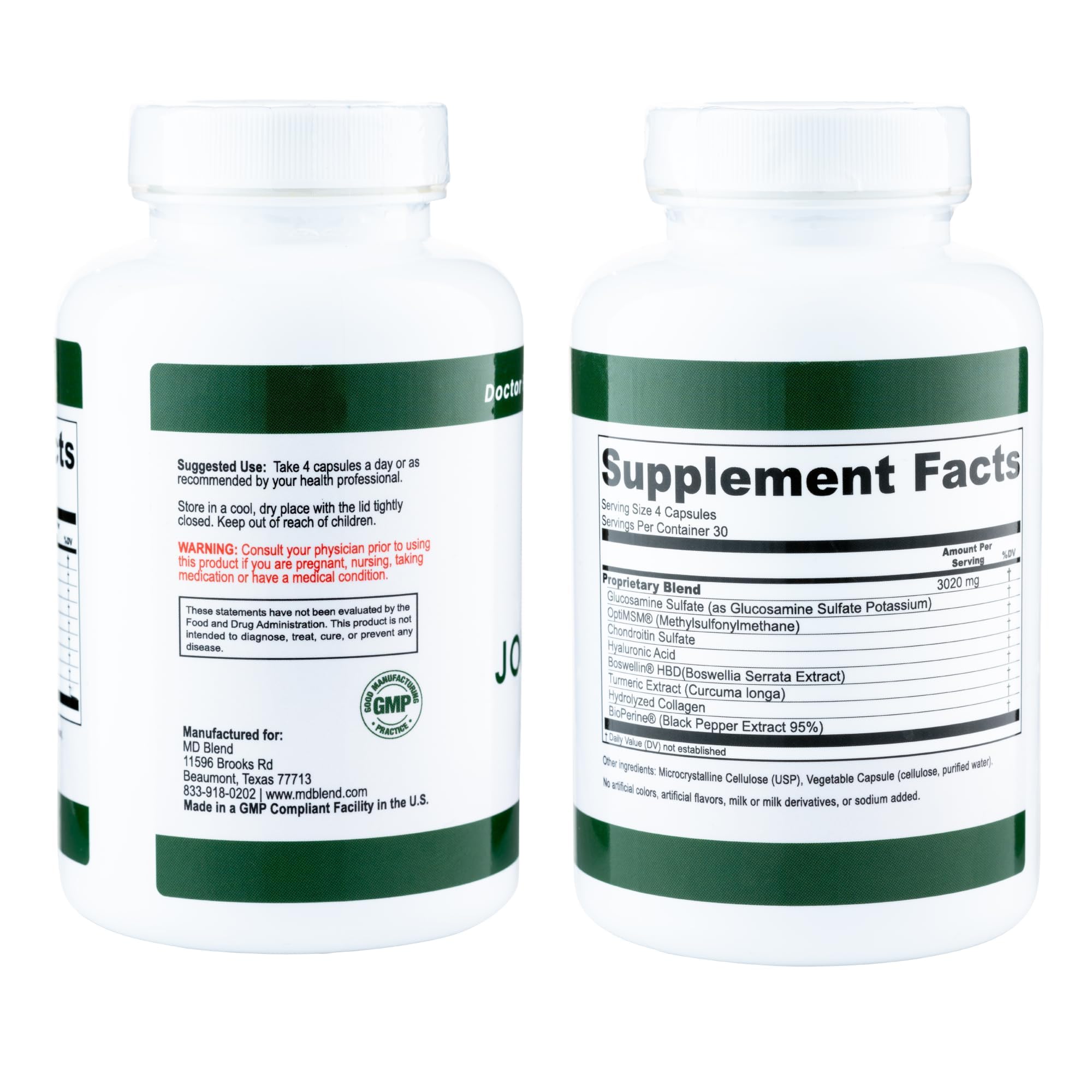 M.D. Blend Wellness Bundle with joint health supplement (120 capsules) & lightweight face hydrating hyaluronic acid serum (30 ml) featuring an airless pump, daily wellness skincare + joint support duo M.D. Blend buy supplements canada