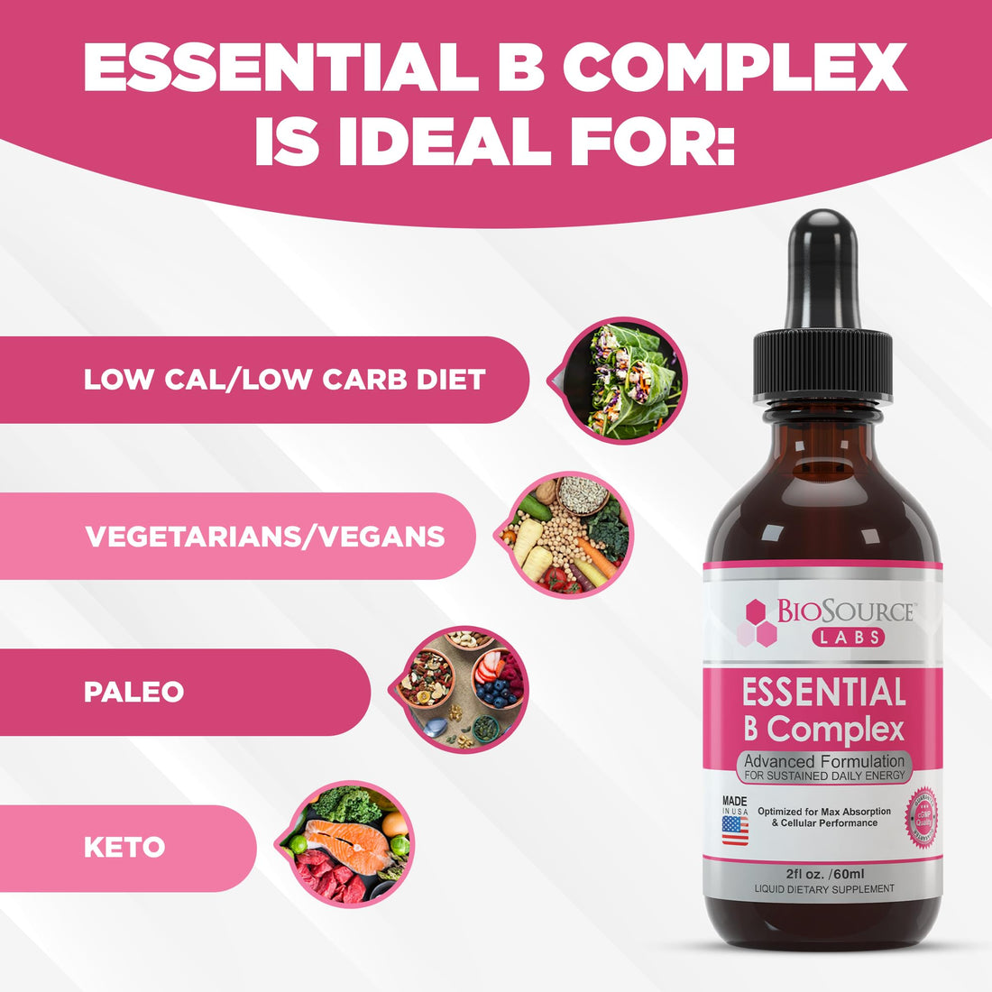 BioSource Labs Essential B Complex - Daily Vegan Vitamin B-Complex Sublingual Liquid BioSource Labs buy supplements canada