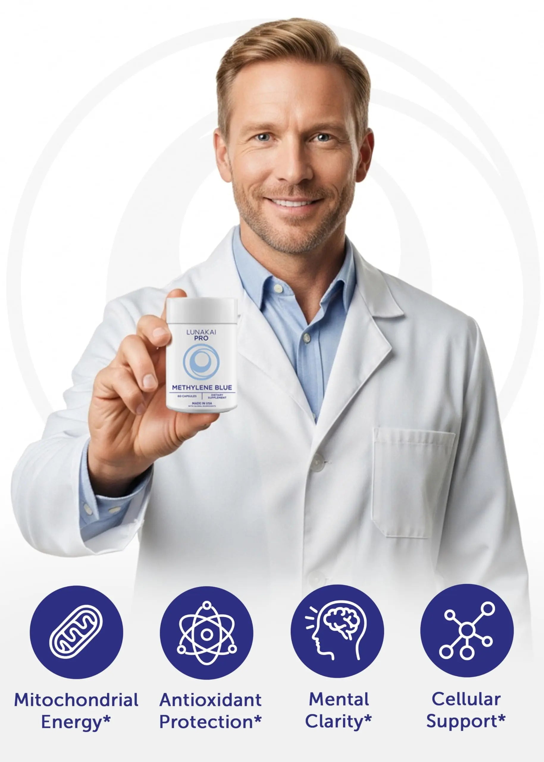 Lunakai PRO USA Made Methylene Blue Capsules Pharmaceutical Grade with Vitamin C, B6, B12 – 3rd-Party Tested Daily Brain & Focus Support Supplement for Humans, 60ct Lunakai buy supplements canada