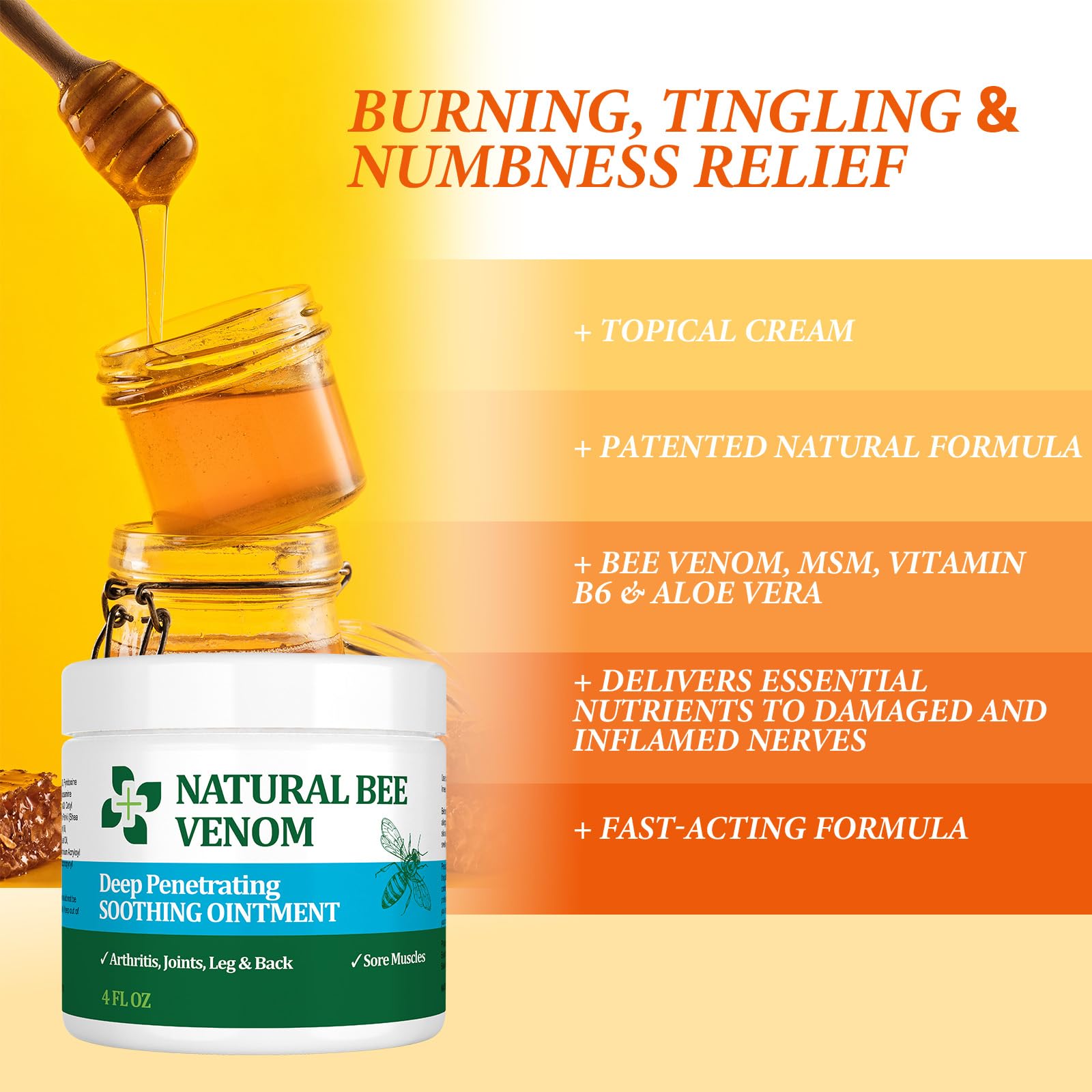 PIBIOOMAP Natural Bee Venom Joint & Muscle & Bone Release Oniment - Homeopathic Remedy - Fast Acting Release for Back, Neck, Hand, Feet, Knee, Muscle, Shoulder, Nerve, Ankle, Foot PIBIOOMAP buy supplements canada