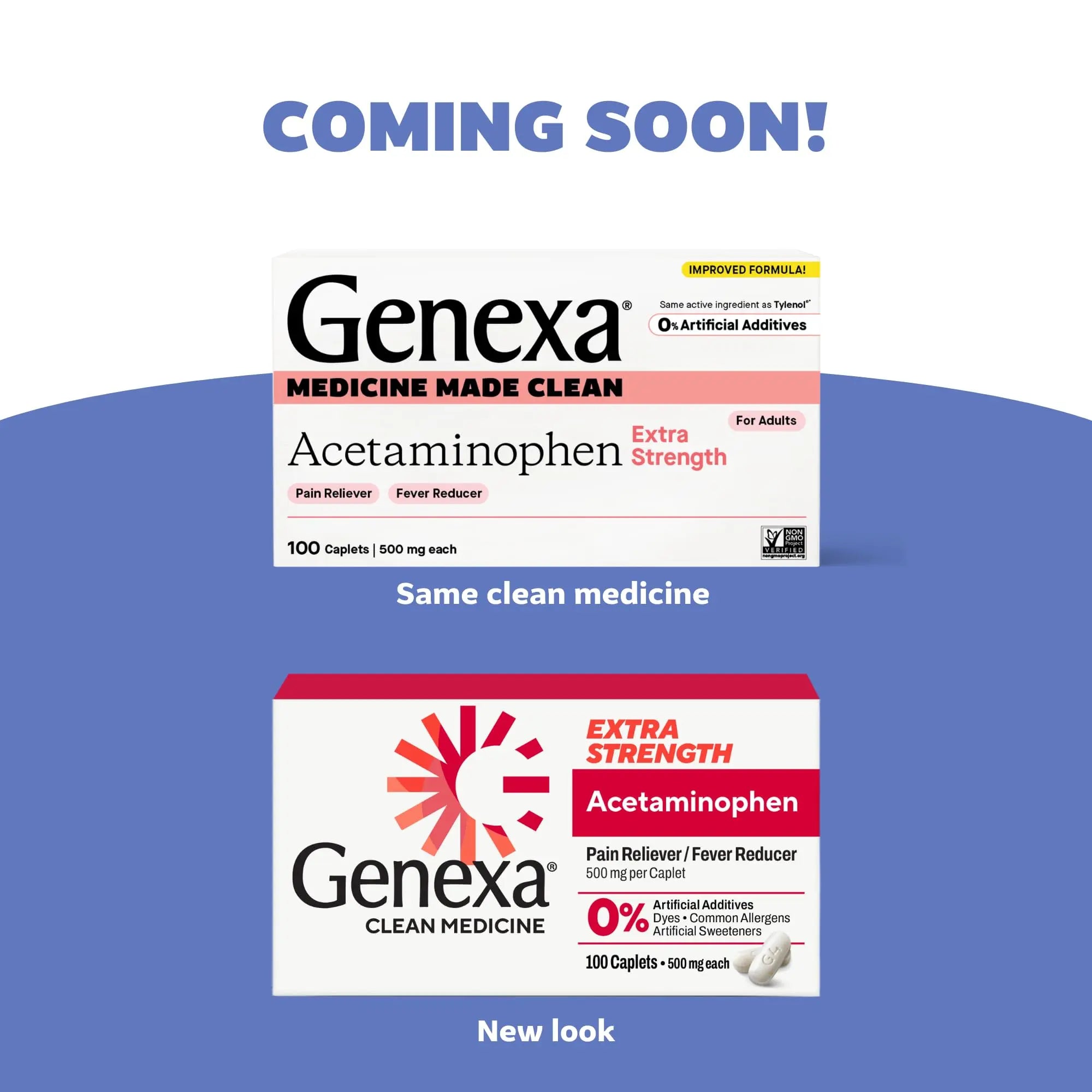 Genexa Clean Acetaminophen 500mg Extra Strength, Dye Free Pain Reliever Fever Reducer, 0% Artificial Additives, Pain Medicine for Adults, Relieves Headache, Backache, Minor Arthritis Pain, 100 Tablets Genexa buy supplements canada