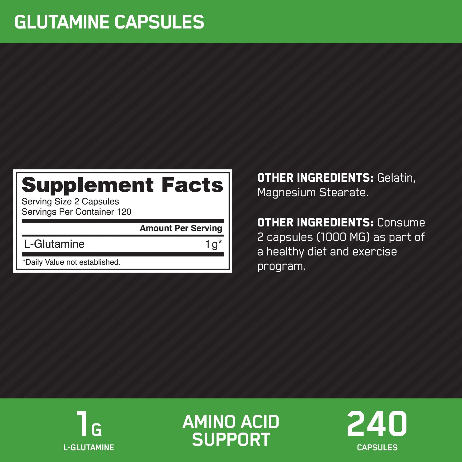 Optimum Nutrition L-Glutamine Muscle Recovery Capsules, 1000mg, 240 Count (Package May Vary) Optimum Nutrition buy supplements canada