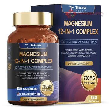 Totaria Magnesium Complex 700mg 12 in 1 Magnesium Supplement with Glycinate Citrate Malate Oxide Taurate Aspartate Orotate Magnesium Relaxation,Muscle,Heart Support, Vegan 120 Capsules Totaria buy supplements canada