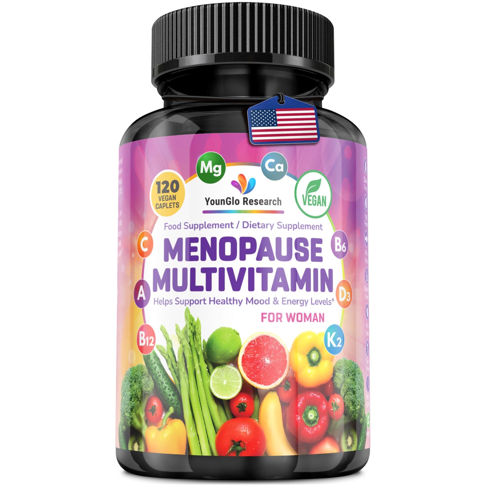YounGlo Research Menopause Supplement - 120 Vegan Caplets - Menopause & Perimenopause Relief Support - Food and Dietary Vitamins - Multivitamin for Women YounGlo Research buy supplements canada