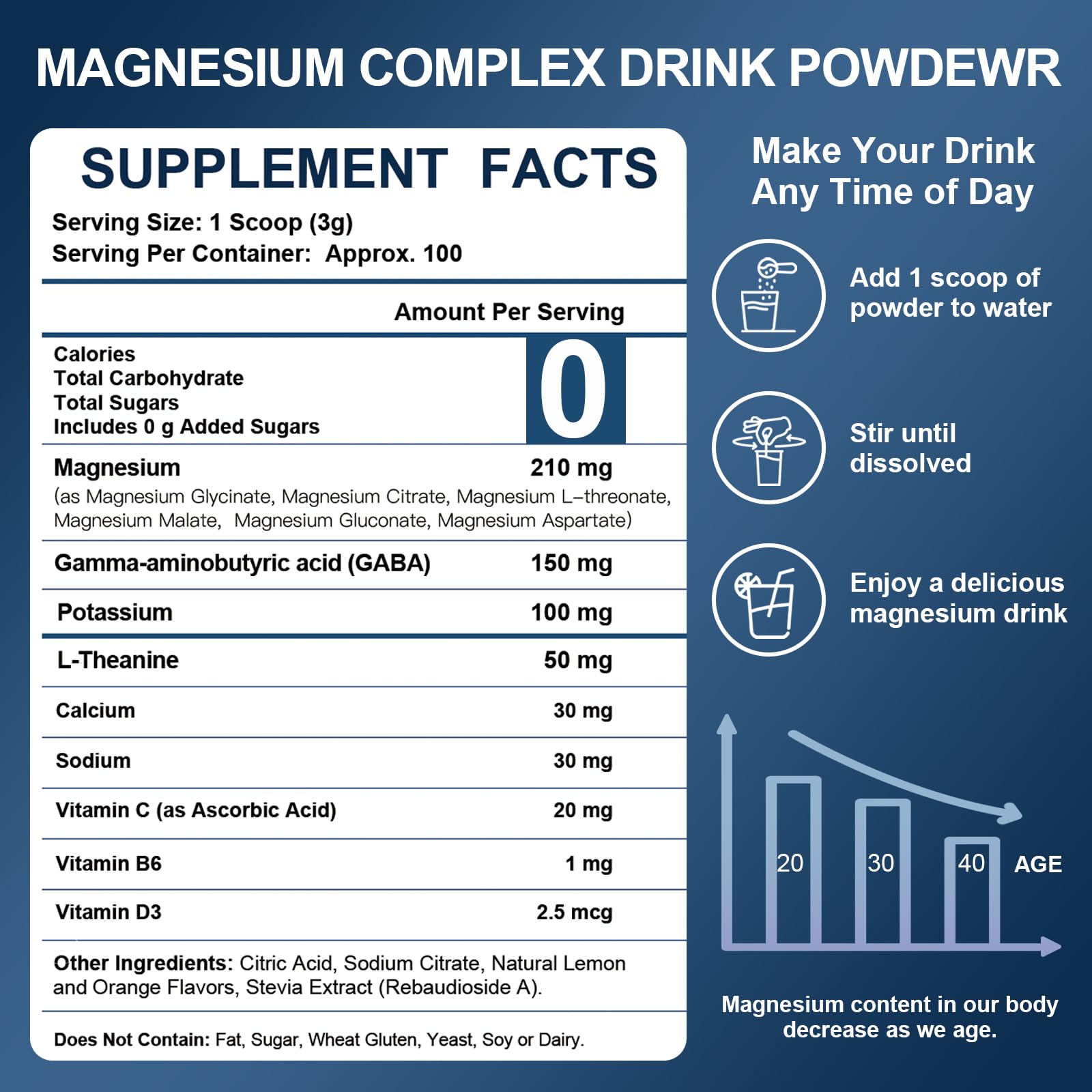 NATURE TARGET Magnesium Powder Supplement with Glycinate, Citrate, Malate, Magnesium Complex with L-Theanine & Vitamin B6 for Muscle, Heart & Brain, Vegan, 10.58 oz (100 Servings), Lemon Orange Flavor NATURE TARGET buy supplements canada