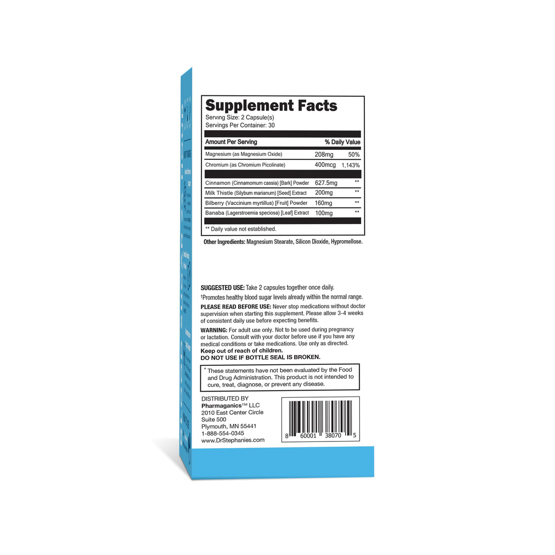 Pharmaganics Blood Sugar 24 Hour - 6 in 1 Formula with Cinnamon, Banaba, Chromium, Milk Thistle, & More - Once Daily Supplement Pharmaganics buy supplements canada
