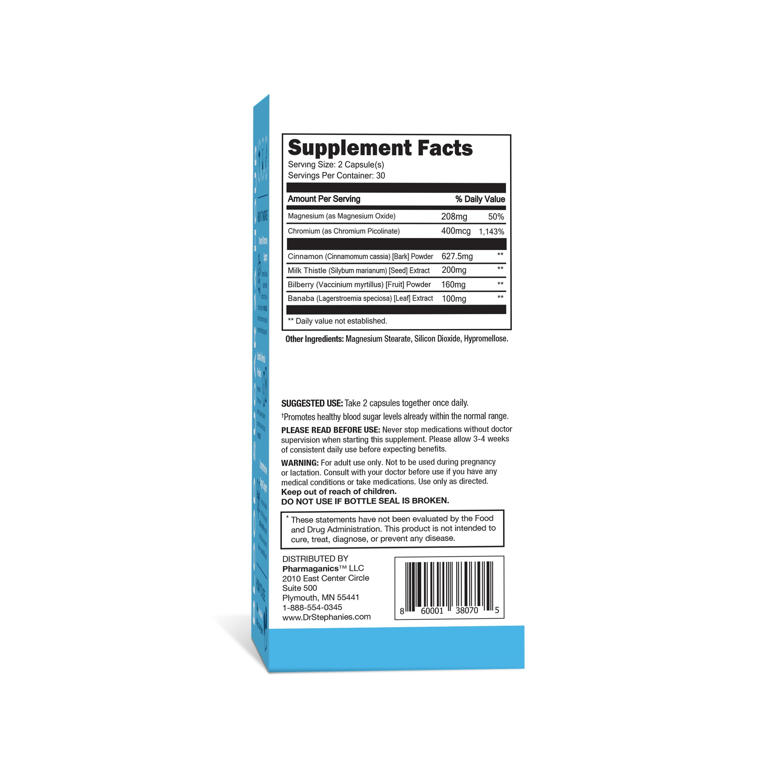 Pharmaganics Blood Sugar 24 Hour - 6 in 1 Formula with Cinnamon, Banaba, Chromium, Milk Thistle, & More - Once Daily Supplement Pharmaganics buy supplements canada
