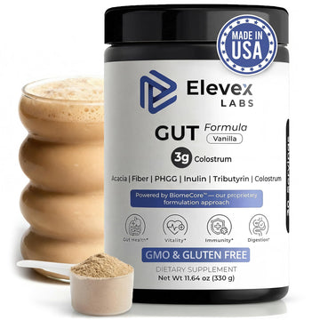 Elevex Labs Gut Health Supplement Powder – Digestive Health Formula with Colostrum, Tributyrin & PHGG Prebiotics for Gut Health, Gut Lining, Gut-Brain & Bloating Relief Elevex Labs buy supplements canada