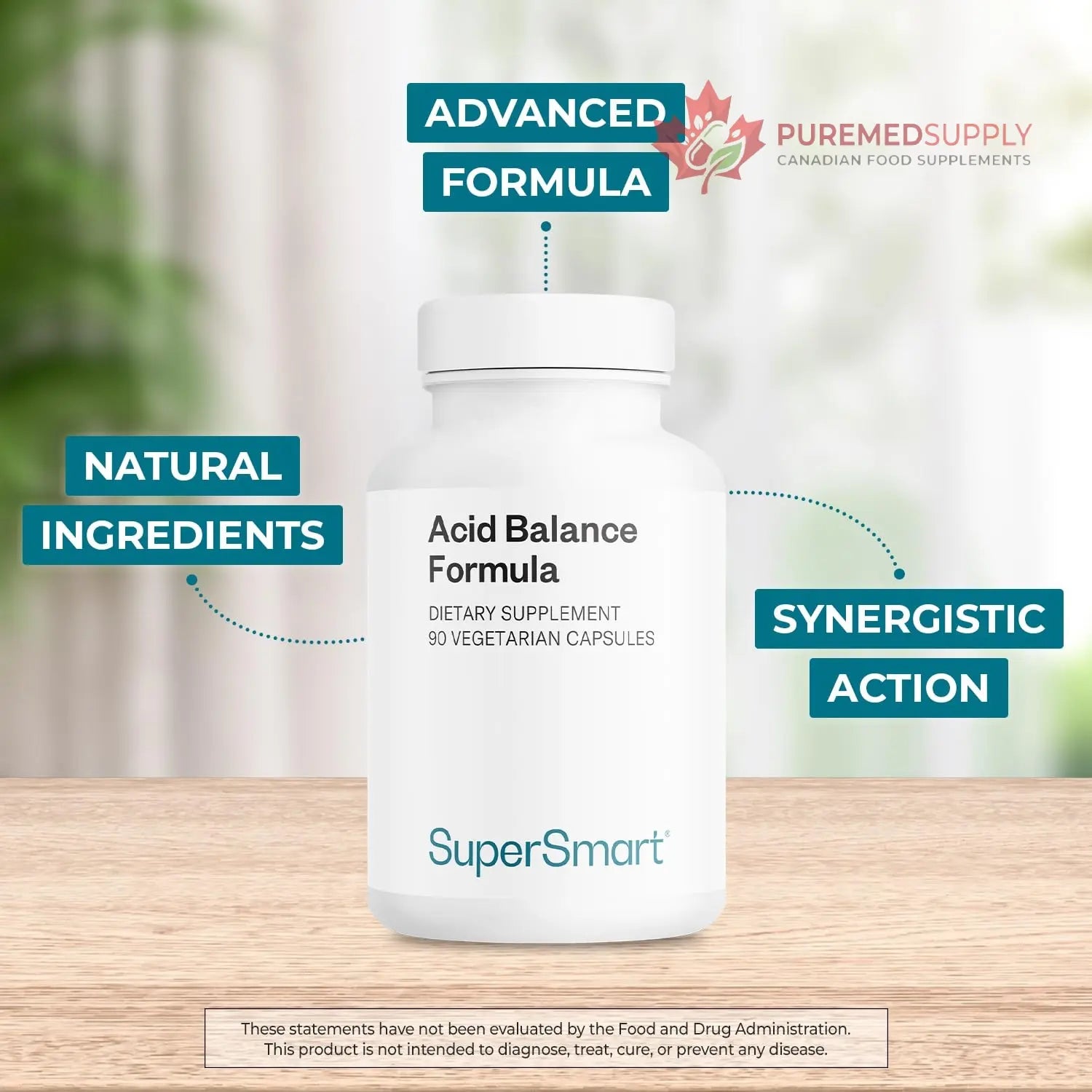 Supersmart Acid Balance Formula (Advanced Complex) - with Zinc L-Carnosine, Slippery Elm Extract, Licorice Root | Non-GMO & Gluten Free - 90 Vegetarian Capsules Supersmart buy supplements canada