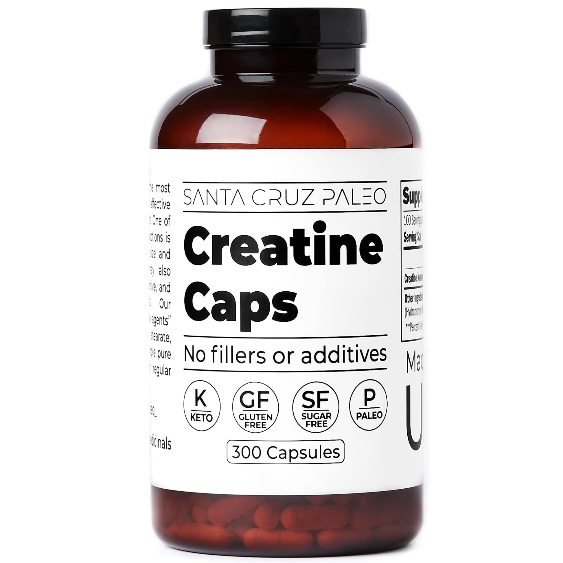 Santa Cruz Paleo Creatine Capsules, Supports Muscle Growth & Energy, Gluten Free, Keto, Sugar Free, Paleo, No Fillers or Additives, Creatine Monohydrate Pills, Santa Cruz Paleo buy supplements canada
