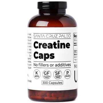 Santa Cruz Paleo Creatine Capsules, Supports Muscle Growth & Energy, Gluten Free, Keto, Sugar Free, Paleo, No Fillers or Additives, Creatine Monohydrate Pills, Santa Cruz Paleo buy supplements canada