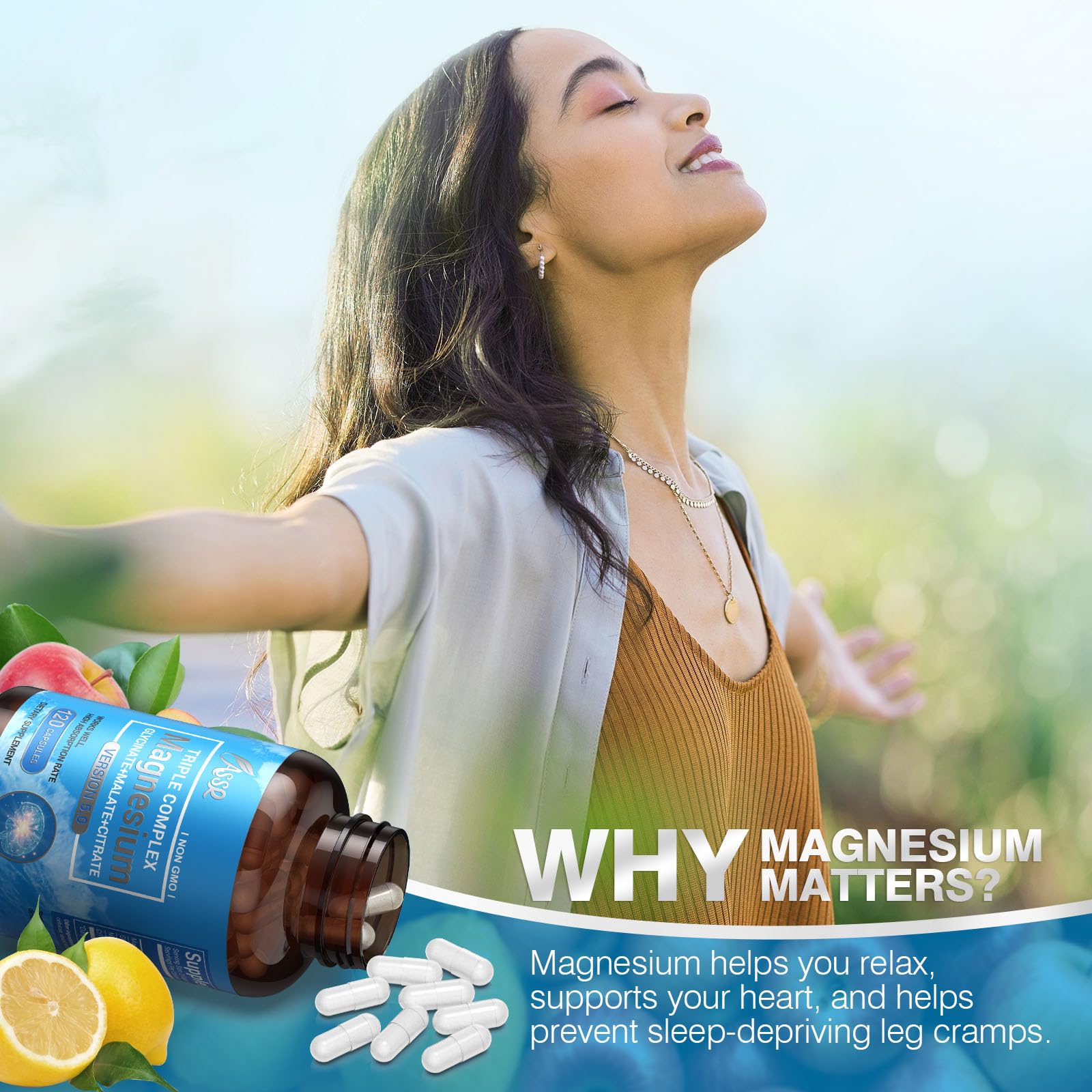 ASSR Triple Magnesium Complex – 300mg Magnesium Supplement with Glycinate, Malate & Citrate – Supports Relaxation, Muscle & Nerve Function ASSR buy supplements canada