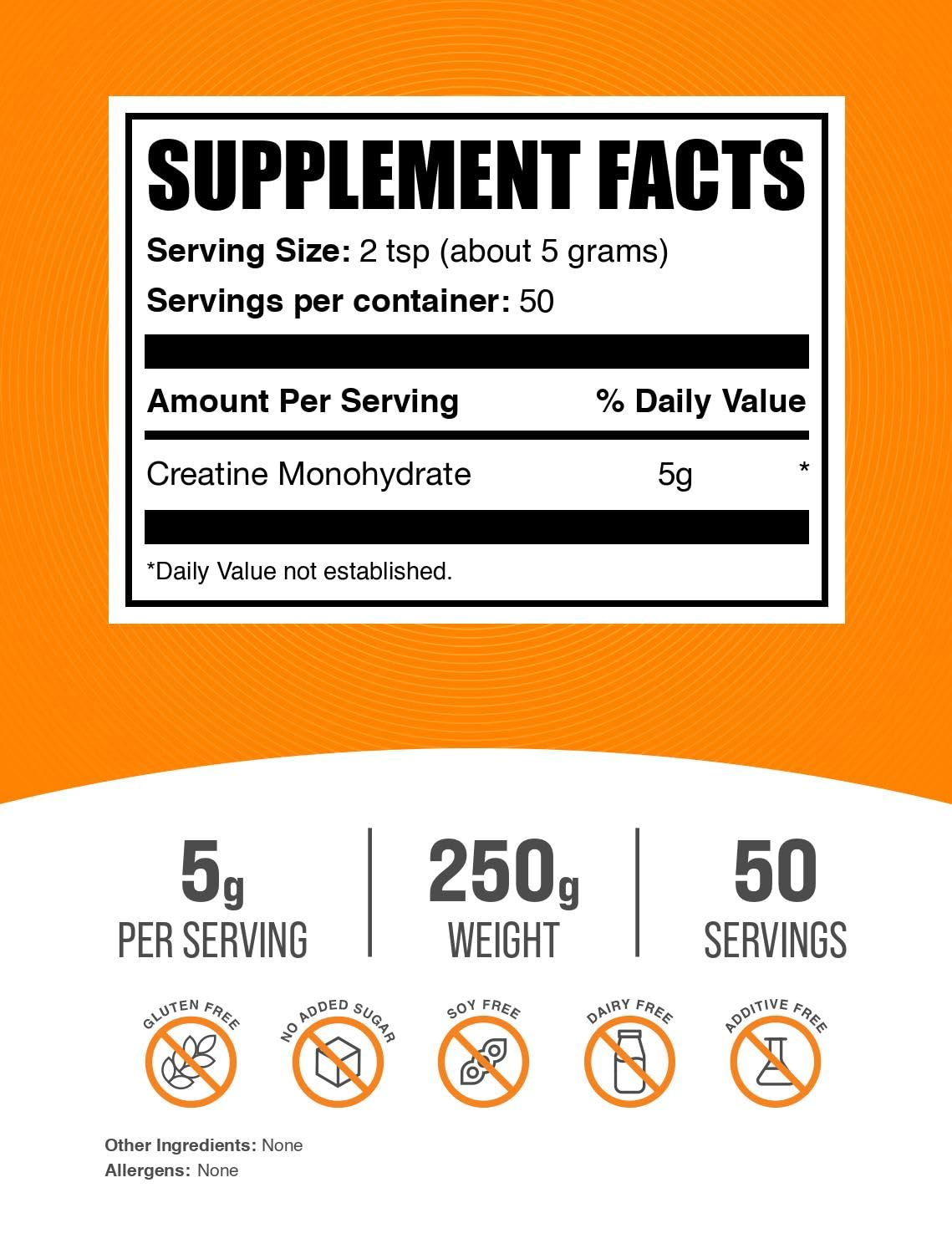 BulkSupplements.com Creatine Monohydrate Powder - Micronized Creatine Powder, Unflavored - Pure & Gluten Free, 5g (5000mg) per Servings, 250g (8.8 oz) (Pack of 1) BulkSupplements buy supplements canada