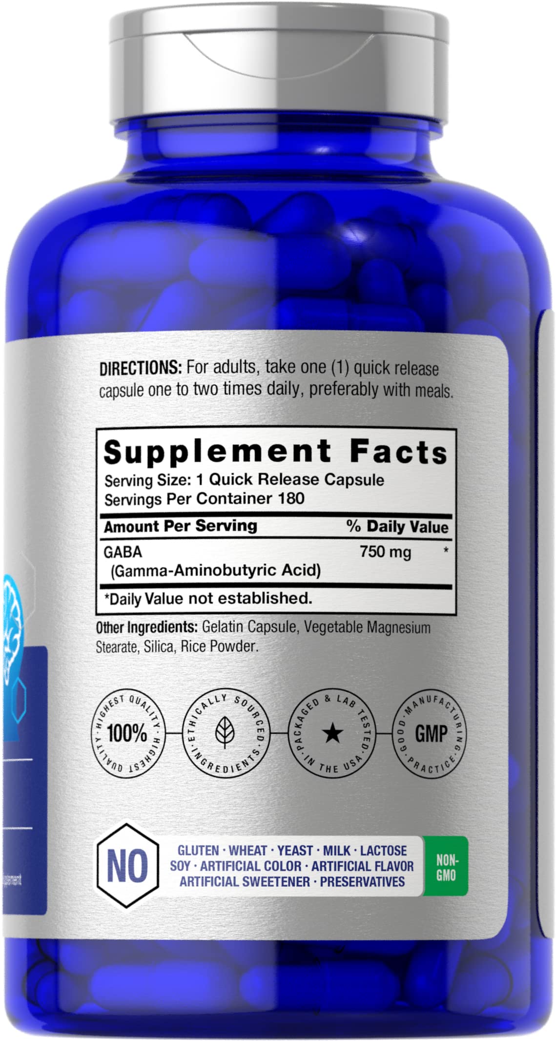 GABA 750mg | 180 Capsules | Gamma Aminobutyric Acid Supplement Horbäach buy supplements canada