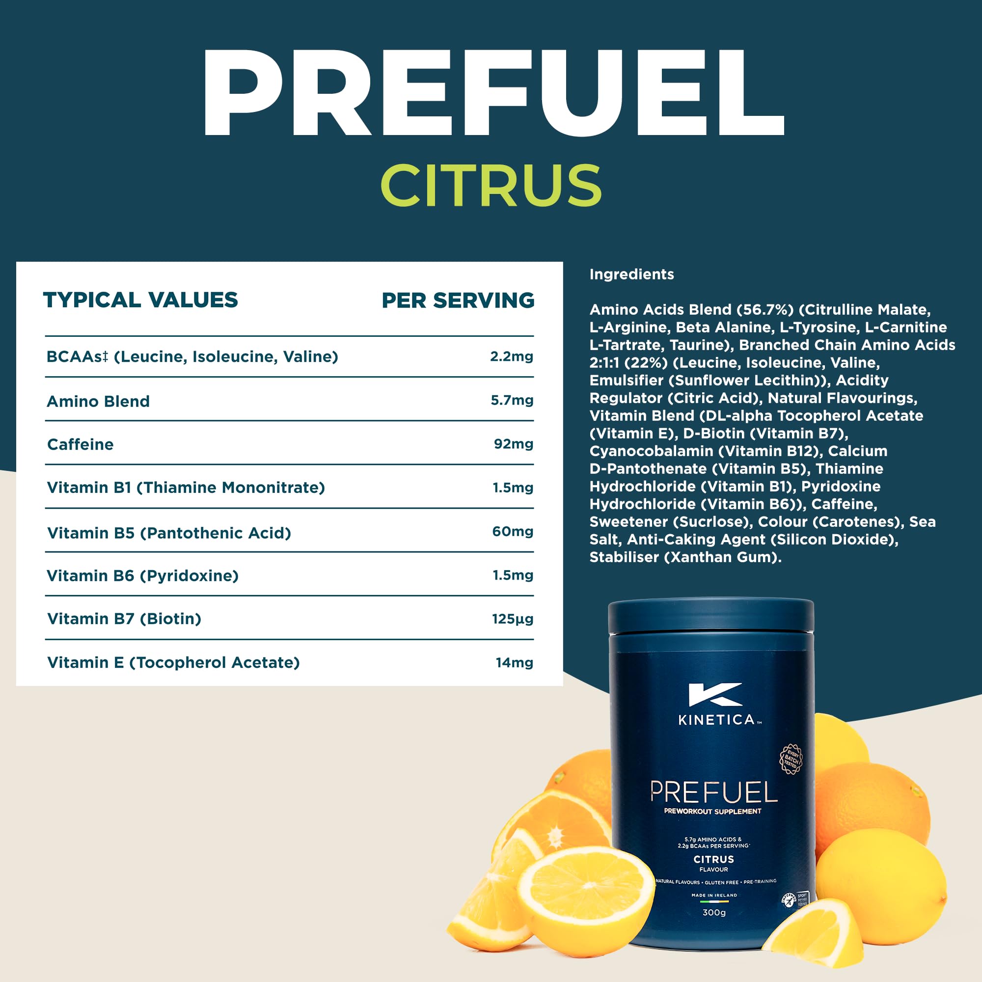 Kinetica PreFuel, Pre Workout, 5.7g Amino Acids & 2.2g BCAA's per Serving, 30 Servings Kinetica buy supplements canada
