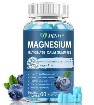 Magnesium Gummies 600mg per Serving-Magnesium Glycinate 400mg and Magnesium Malate 200mg,Sugar Free Magnesium Potassium Supplement for Calm Mood, Muscle, Bone & Sleep Support,60 Blueberry Gummies MENXI buy supplements canada