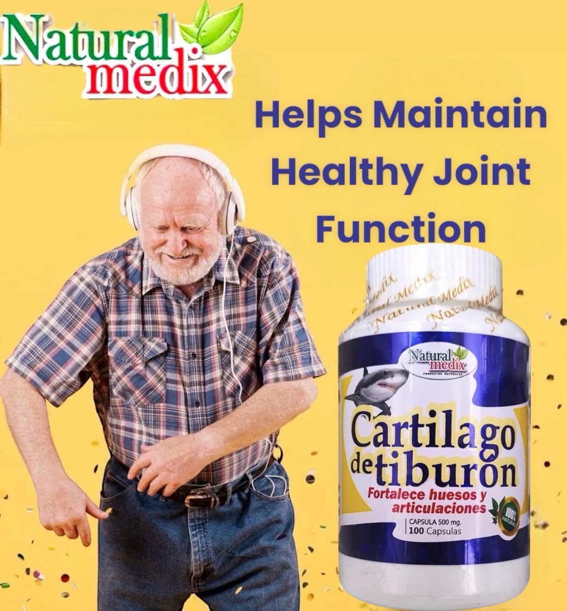 Natural medix Cartilage – Joint Support Supplement with Glucosamine, Collagen & Magnesium – 100 Caps - Cartílago de Tiburon Natural medix buy supplements canada