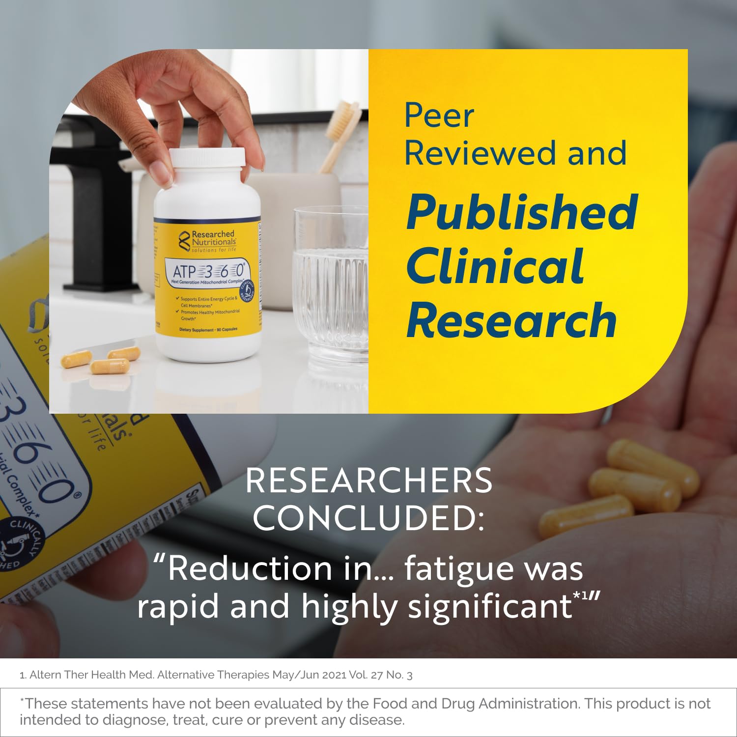 Researched Nutritionals ATP 360 - Mitochondrial Supplements to Support Entire Energy Cycle & Cell Membranes - Clinically Researched ATP Supplements, High Dose CoQ10, R-Lipoic Acid & PQQ, 90 Capsules Researched Nutritionals buy supplements canada
