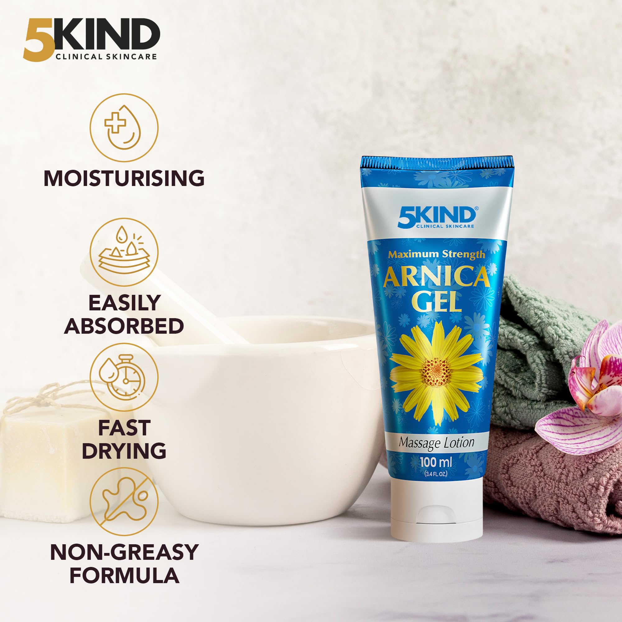 5kind Maximum Strength Arnica Bruise Gel 3.4 Fl Oz - Arnica Gel for Bruising and Swelling - Arnica Montana Gel with High Concentration Extract - Non-Greasy Formula 5kind clinical skincare buy supplements canada